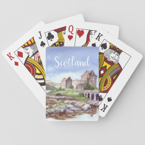 Eilean Donan Castle Watercolor Painting Poker Cards