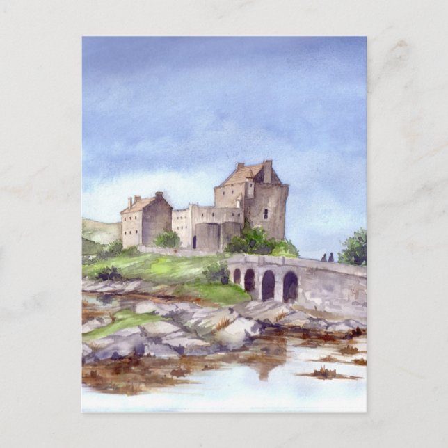 Eilean Donan Castle Watercolor Painting Postcard (Front)