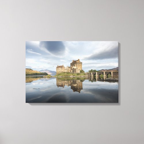 Eilean Donan Castle with reflection in Scotland Canvas Print