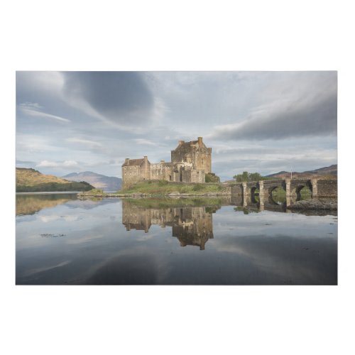 Eilean Donan Castle with reflection in Scotland Faux Canvas Print