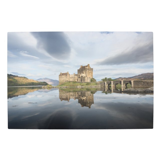 Eilean Donan Castle with reflection in Scotland Metal Print (Front)