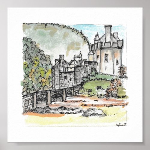 Eilean Donan Scotland Original Watercolour Castle  Poster
