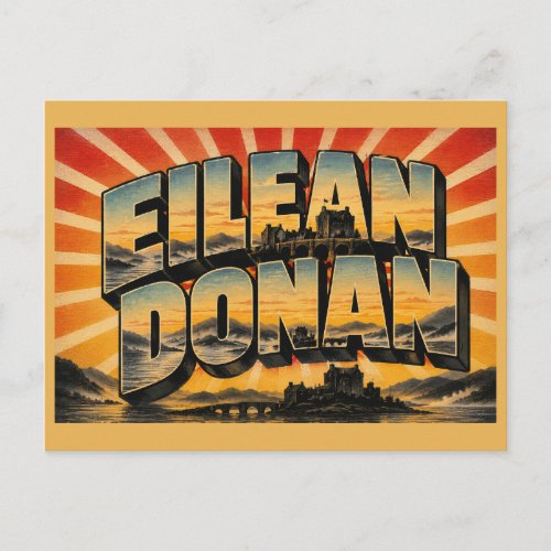 Eilean Donan Scotland Vintage Travel Art Postcard