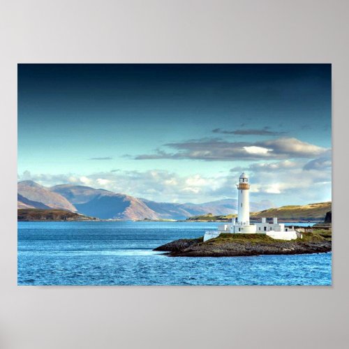 Eilean Musdile Lighthouse Scotland Scenic View Poster