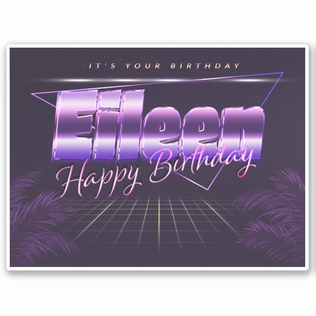 Eileen name First name lila retro Sticker Birthday (Front)