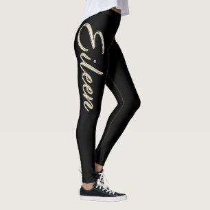 Eileen white gold Handwriting trousers Leggings