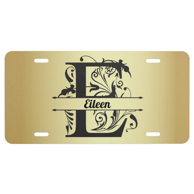 Eileen's Golden Monogram License Plate (Front)