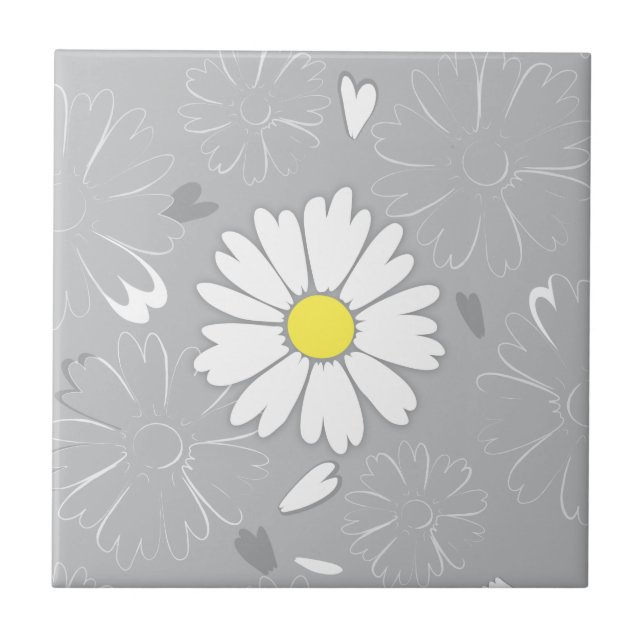 Eilin's Daisy Flower Ceramic Tile (Front)