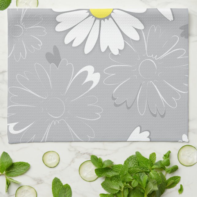 Eilin's Daisy Flower Kitchen Towel (Folded)