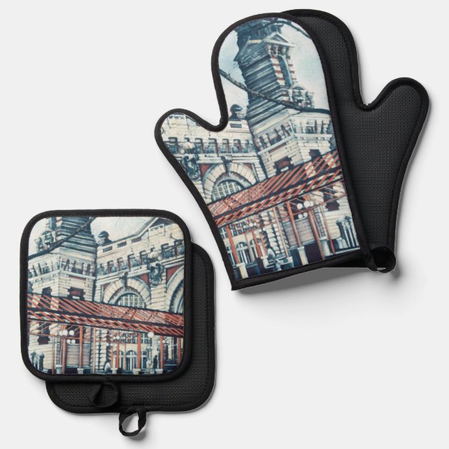 Eills Island Oven Mitt & Pot Holder Set (Front/Back)