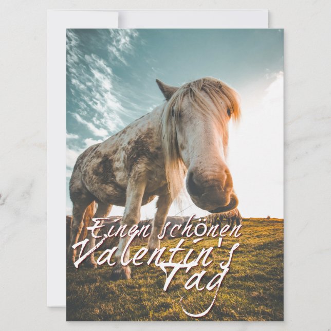Einen schönen Valentinstag mit schauendem Pferd (Front)