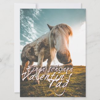 Einen schönen Valentinstag mit schauendem Pferd