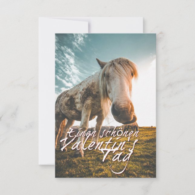 Einen schönen Valentinstag mit schauendem Pferd (Front)