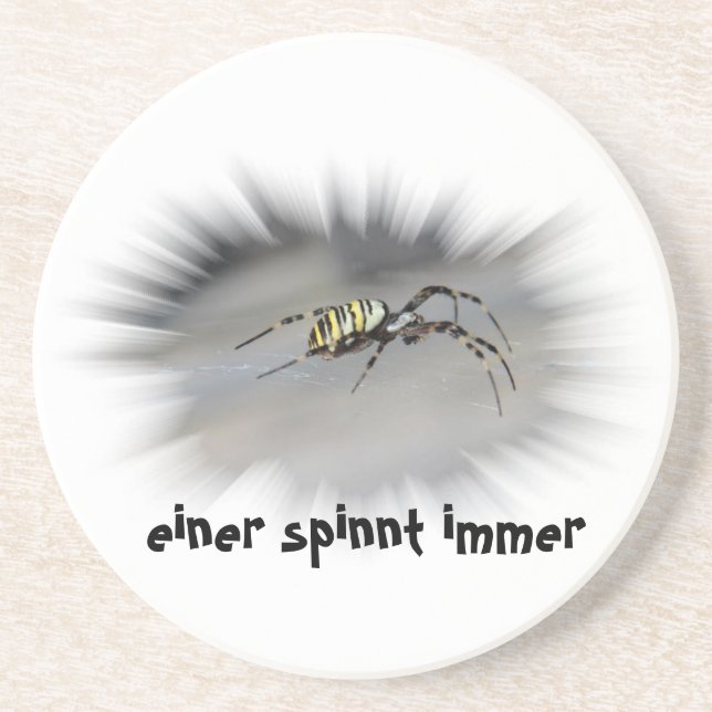 einer spinnt immer Bierdeckel Sandstone Coaster (Front)