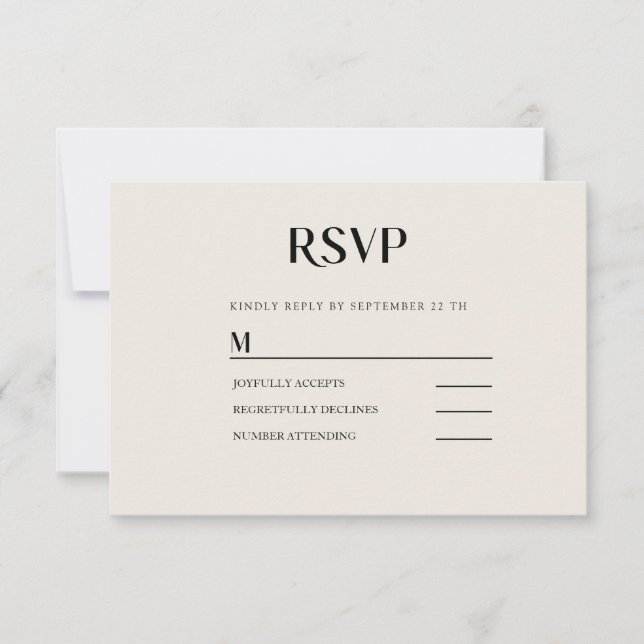 Einfache Moderne Wedding  RSVP Karte (Front)