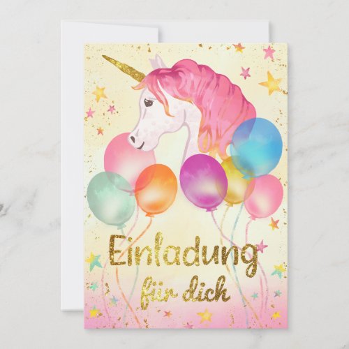 Einhorn Birthday Invitation Card