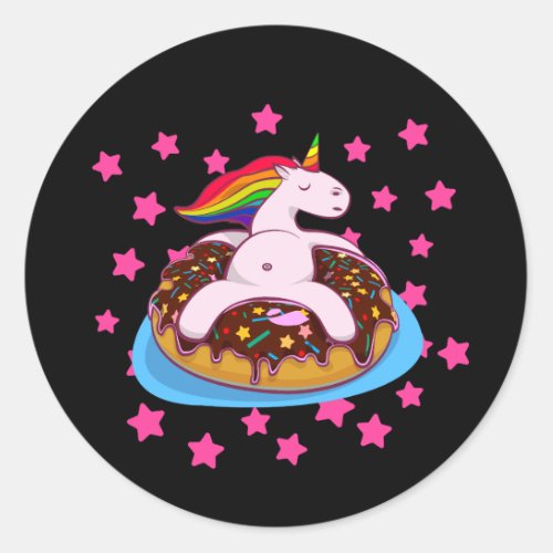 Einhorn Gift Rainbow Fantasy Donut Chillen Classic Round Sticker