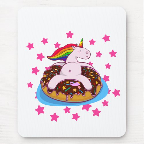 Einhorn Gift Rainbow Fantasy Donut Chillen Mouse Pad