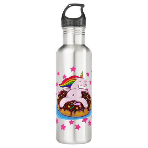 Einhorn Gift Rainbow Fantasy Donut Chillen Stainless Steel Water Bottle
