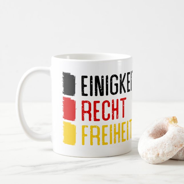 Einigkeit Recht Freiheit, Motto Of Germany Coffee Mug (With Donut)