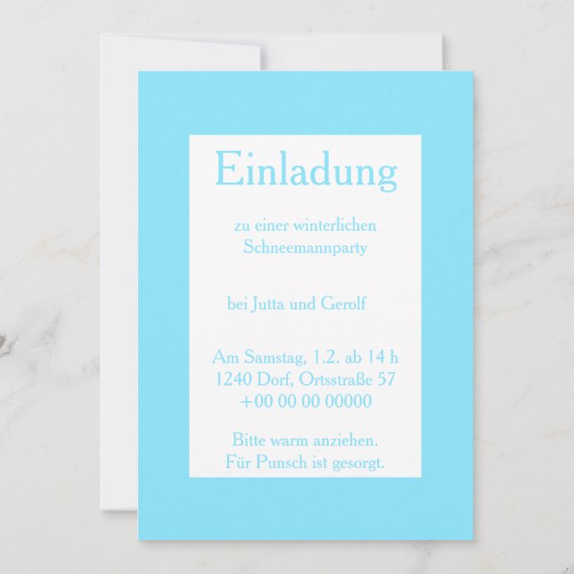 Einladung Winterparty Eis und Schnee Invitation (Back)