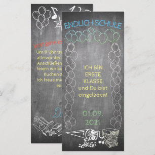 Einladungskarte zur Einschulung im Tafelstil