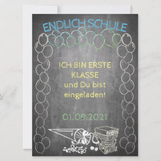 Einladungskarte zur Einschulung im Tafelstil