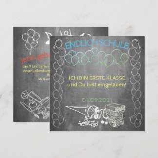 Einladungskarte zur Einschulung im Tafelstil