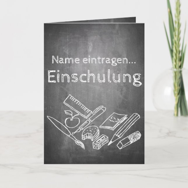 Einladungskarte zur Einschulung im Tafelstil 002 Card (Front)