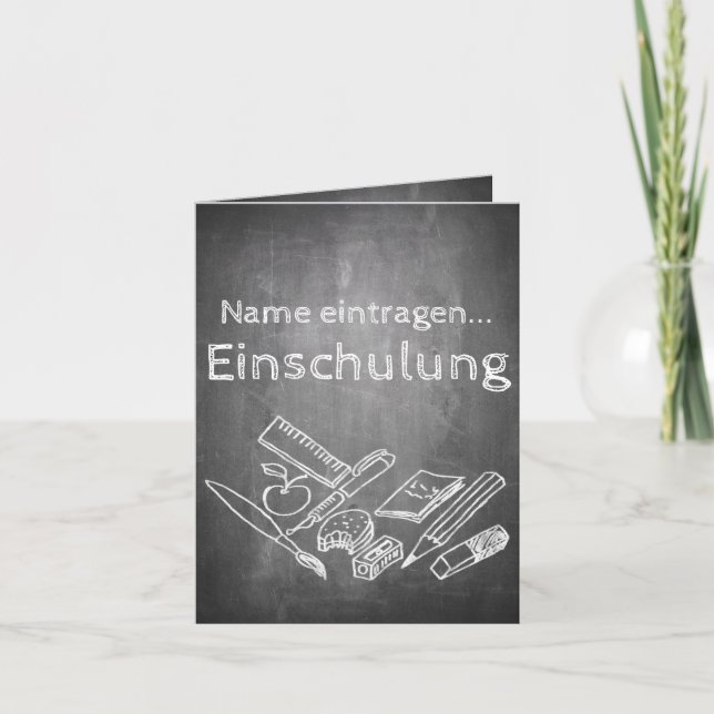 Einladungskarte zur Einschulung im Tafelstil 002 Card (Front)