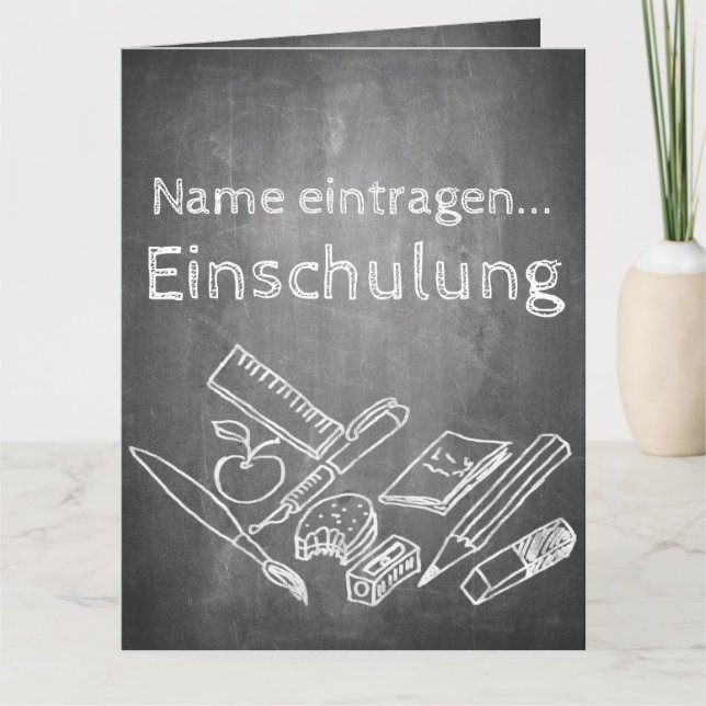 Einladungskarte zur Einschulung im Tafelstil 002 Card (Front)