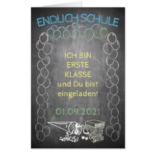 Einladungskarte zur Einschulung im Tafelstil Card
