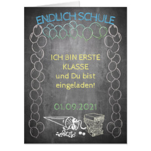 Einladungskarte zur Einschulung im Tafelstil Card