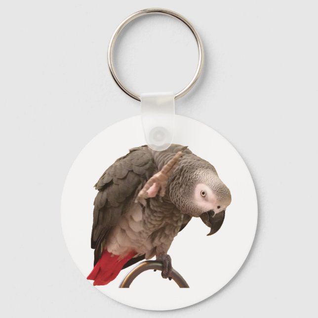 Einstein Parrot Waving Keychain (Front)