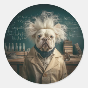 Einstein Pup in Lab Coat Classic Round Sticker