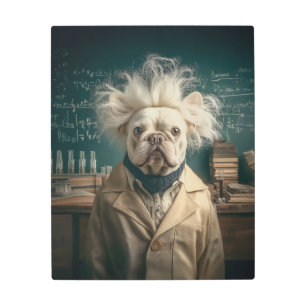 Einstein Pup in Lab Coat Metal Print