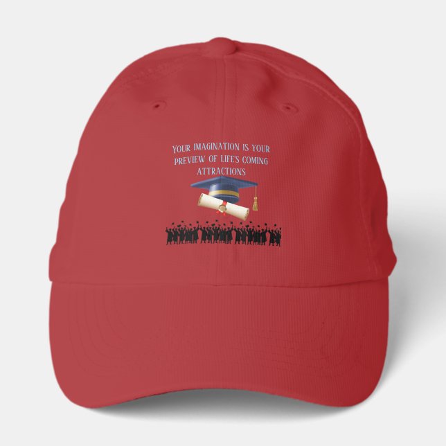 Einstein's graduation motto red performance cap (Front)
