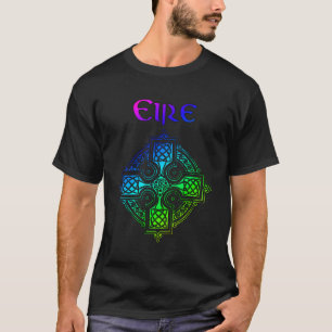 Eire Celtic Cross Gaelic Symbol In Rainbow T-Shirt