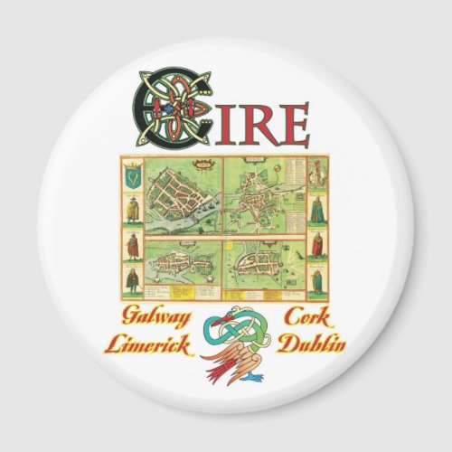 Eire Cities Map Magnet