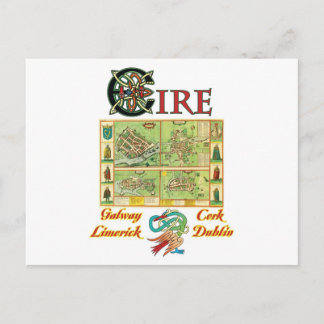 Eire Cities Map Postcard