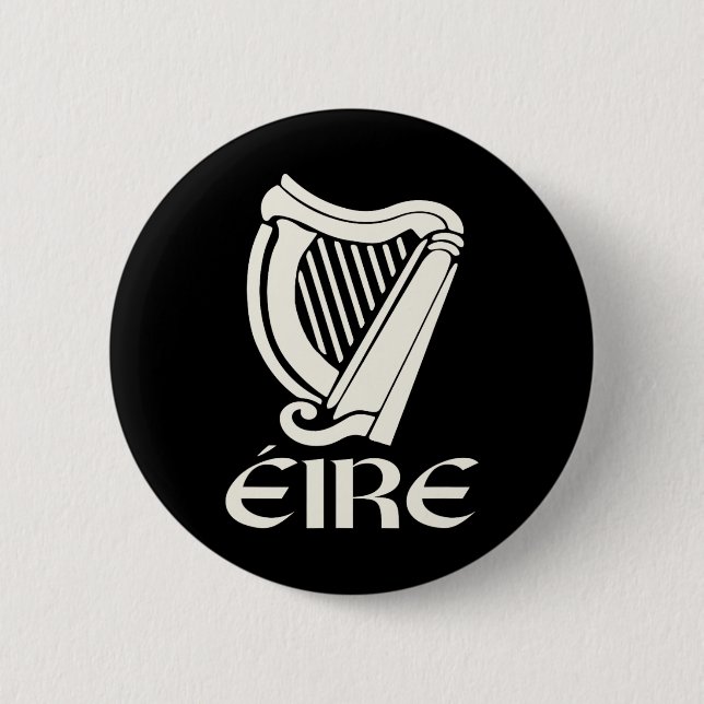 Eire Gaelic Ireland Eireann Irish Pride Harp St Pa Button (Front)