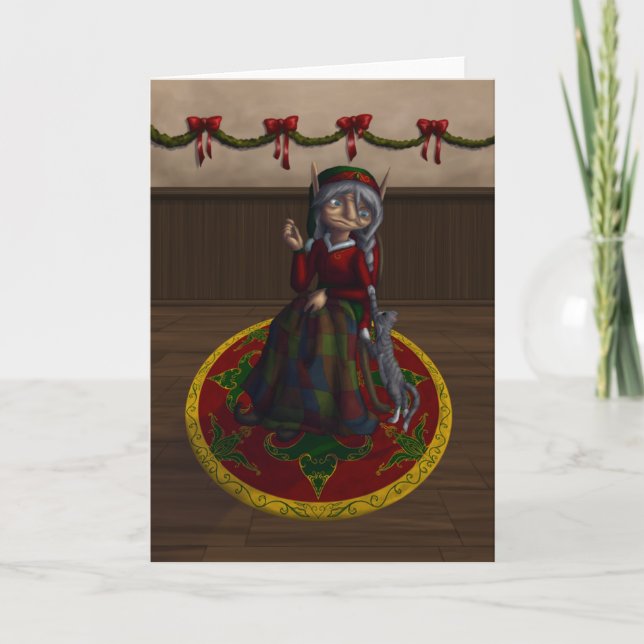 Eirene the Quilt Elf Holiday Card (Front)