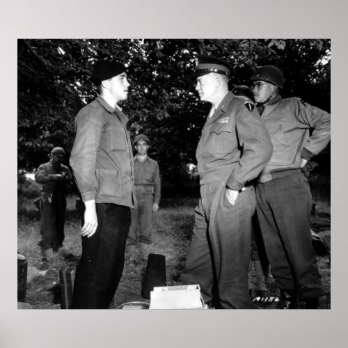 Eisenhower and Bradley Talk to Resistance Poster