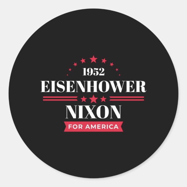 Eisenhower Nixon Ike 1952 Campaign Classic Round Sticker (Front)