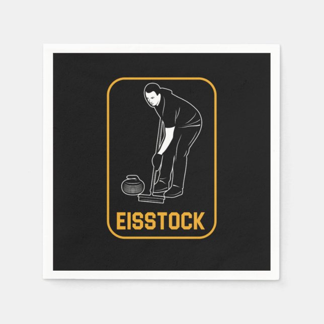 Eisstock Love Curling Ice Chess Ice Sports Gift Napkins (Front)