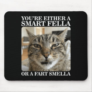 Either a Smart Fella or a Fart Smella Funny Cat Mouse Pad