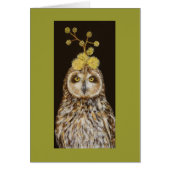 Ekewaka the pueo owl with acacia kona hat card (Front)