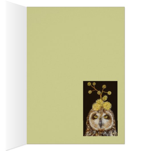 Ekewaka the pueo owl with acacia kona hat card (Inside (Right))