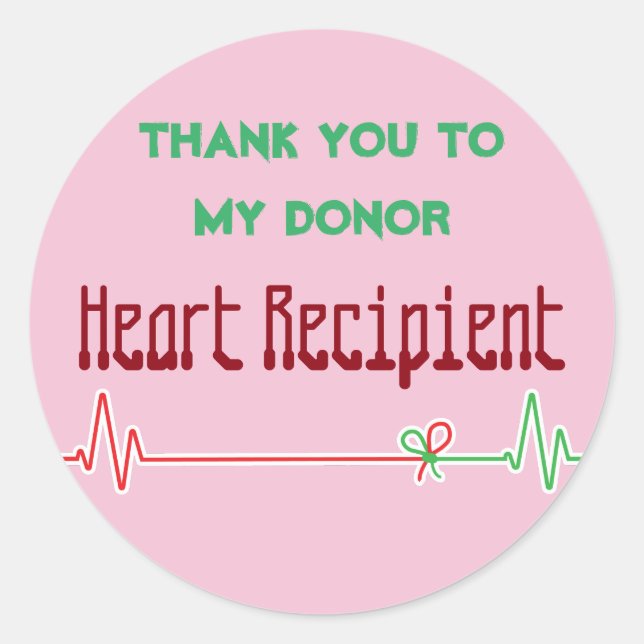 EKG Donor Heart transplant recipient customized Classic Round Sticker (Front)