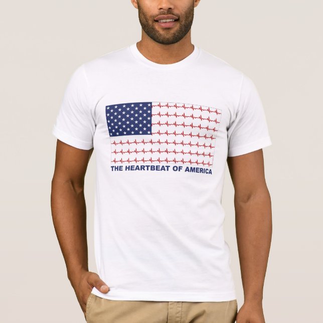 EKG ECG lines USA flag Heartbeat of America T-Shirt (Front)